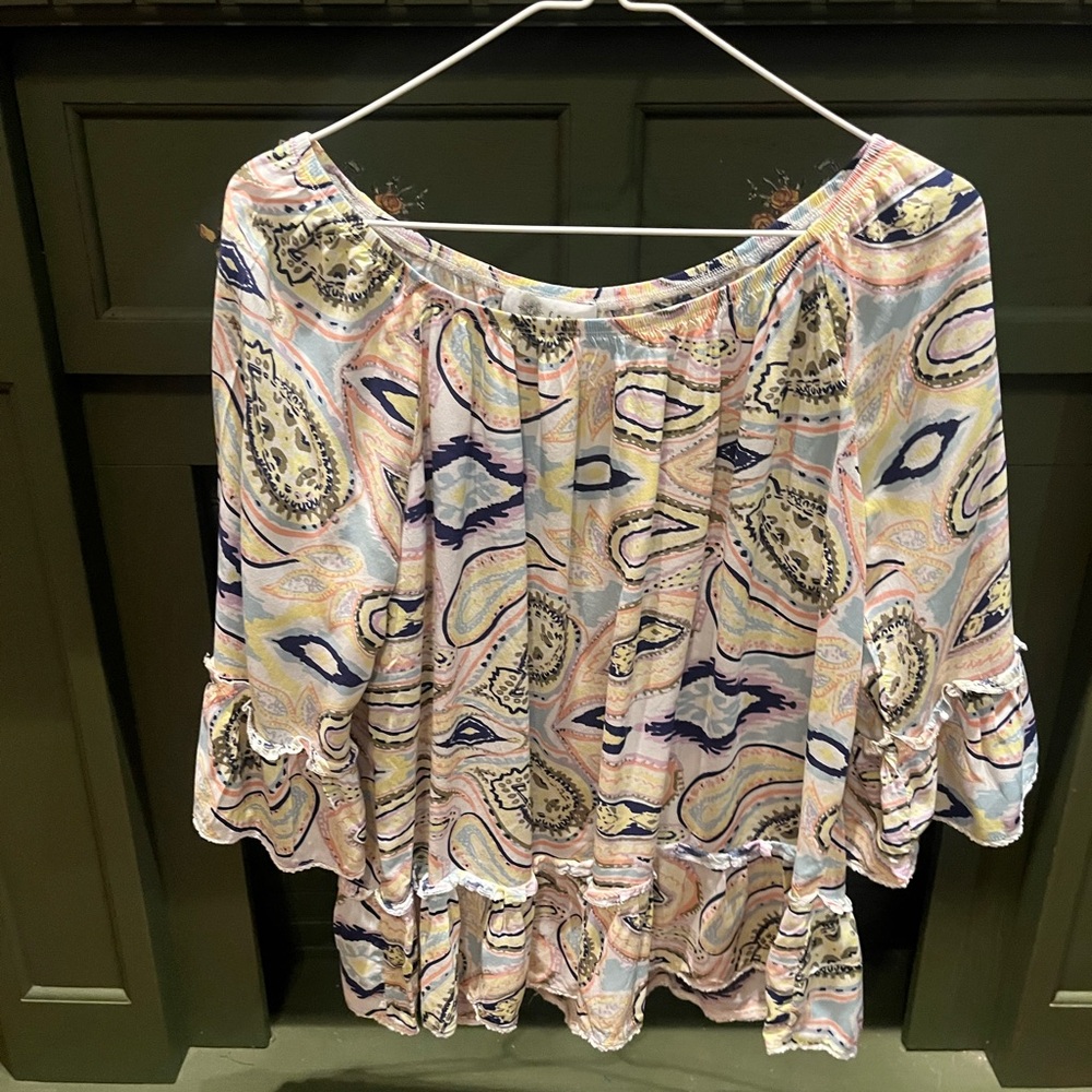 Fever Multicolor Paisley Off-Shoulder Blouse
